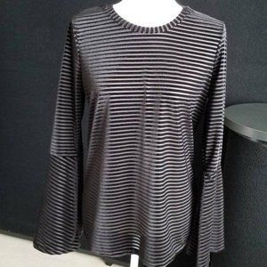 Michael Kors Burn Out Stripe Flare Sleeve Top Size Medium